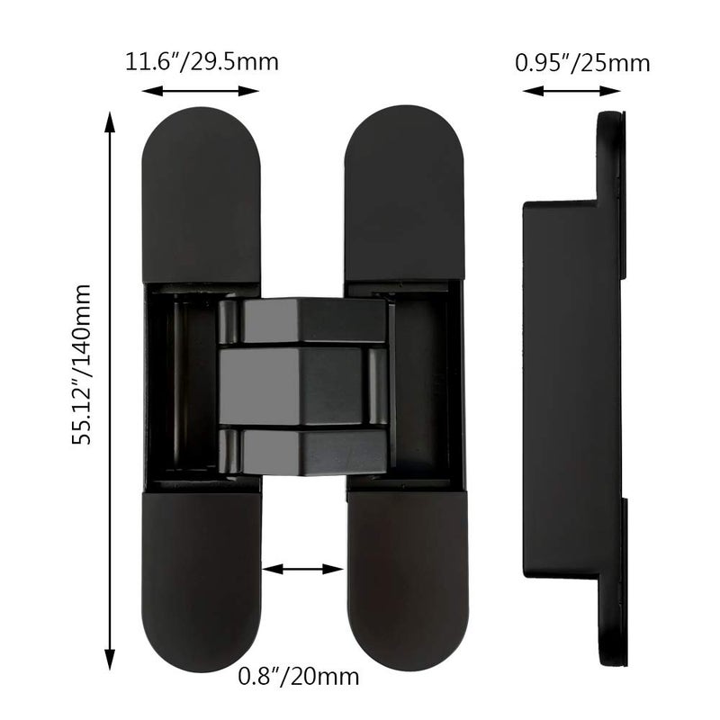 Alamic Invisible Hinges Concealed Door Hinge Heavy Duty Hidden Hinge Up to 132lbs 3-D Adjustable - Black -1 Pair - Image 2